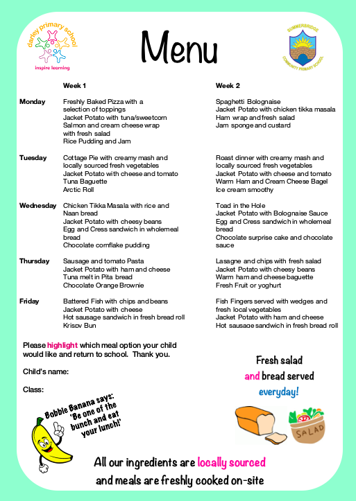 School Meals - Darley and Summerbridge Primary School Federation